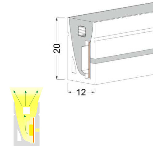Silicone LED Strip Diffuser Flex Neon Tube Light 120° Side Emitting 12*20mm Silicone LED Strip Diffuser Flex Neon Tube Light 120° Side Emitting 12*20mm